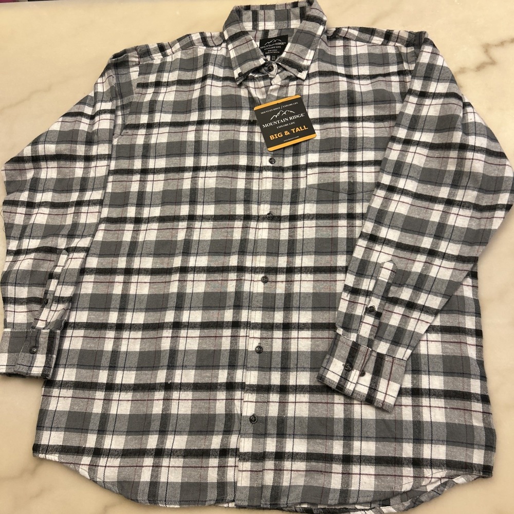 Mountain Ridge Men's Plaid Flannel Long Sleeve Shirt  Size: 3XLT  New With Tags